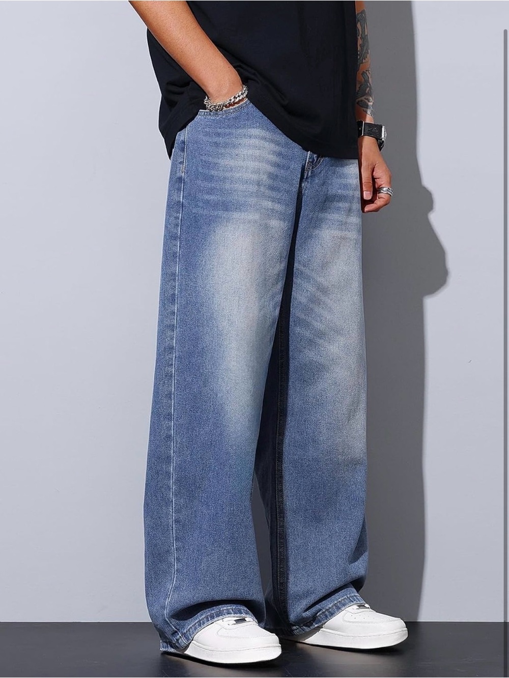 Mens Wide Leg Baggy Jeans